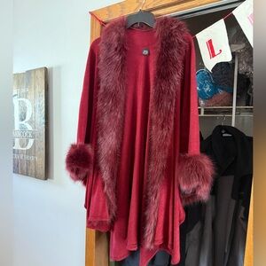 Red Fur Shawl/Cape